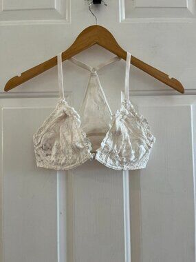 Victoria's Secret White Lace By Body By Victoria Unlined Plunge Bar Sz 34D